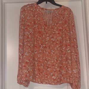 LOFT Women's Floral Coral Blouse